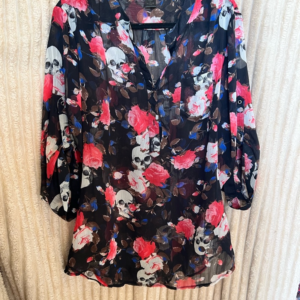 Floral Skull Print Women's Top